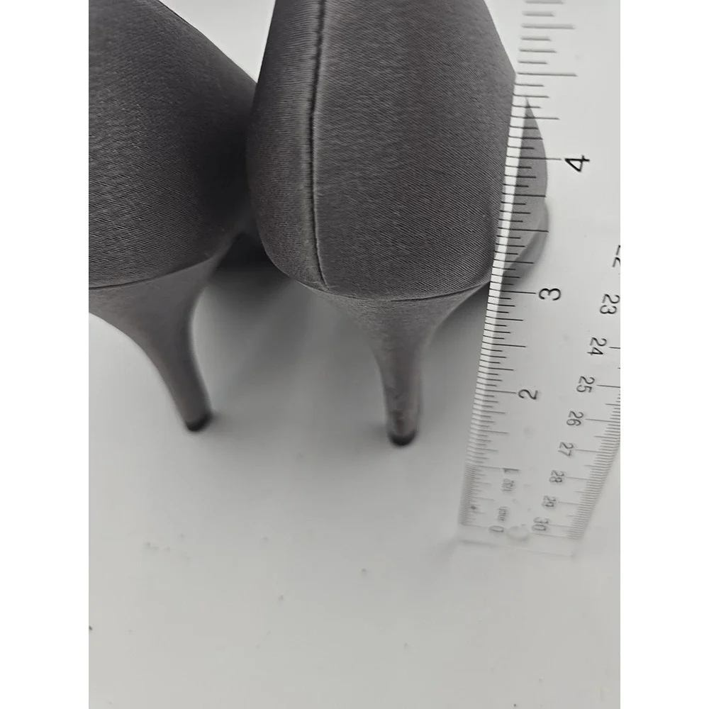 Nina Gray‎ Satin Bow Peep Toe Heels Size 8 Formal Evening Pumps